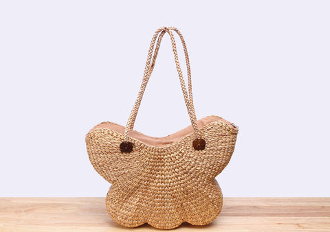 Straw Butterfly Tote Bag