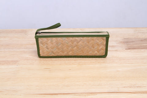 Nattira - Reed Woven Pencil Bag (Green)
